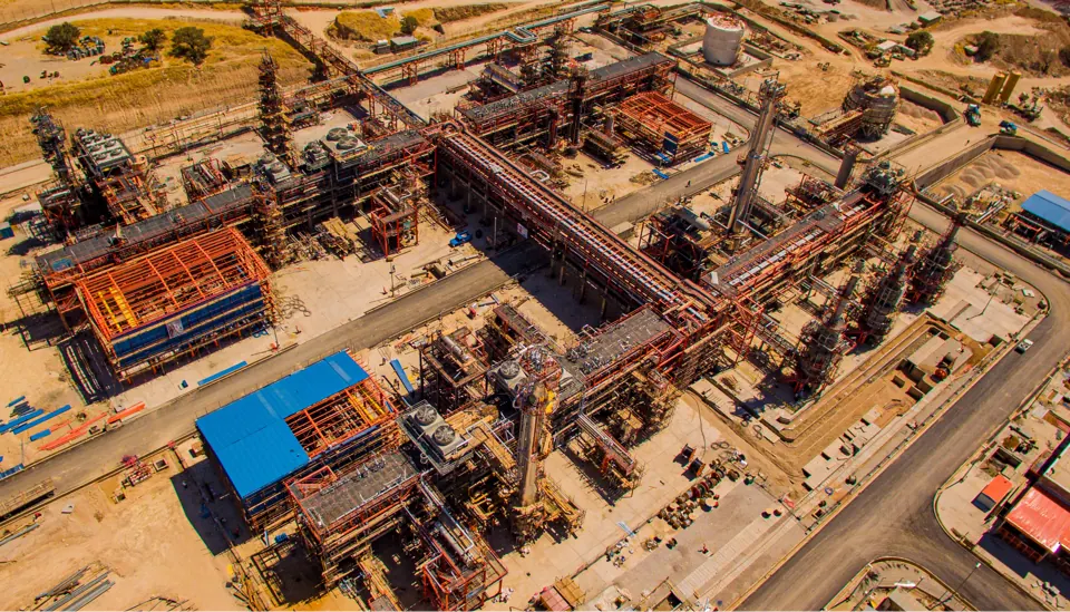 Aerial view of the SRU construction site